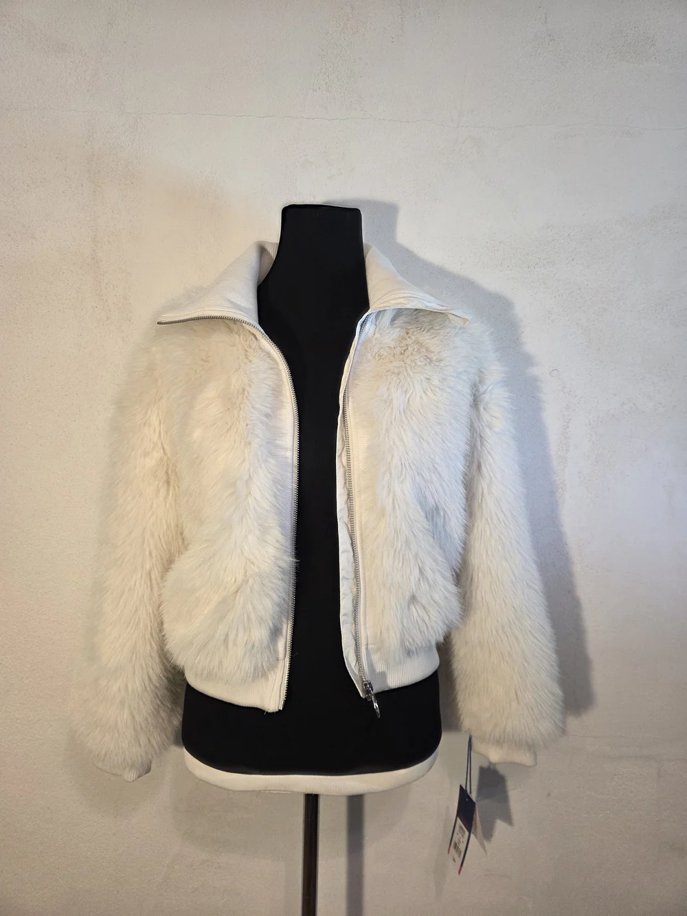 Limited Too Girls White Faux Fur Zip Up Jacket Coat Girl's size L Women's size S
